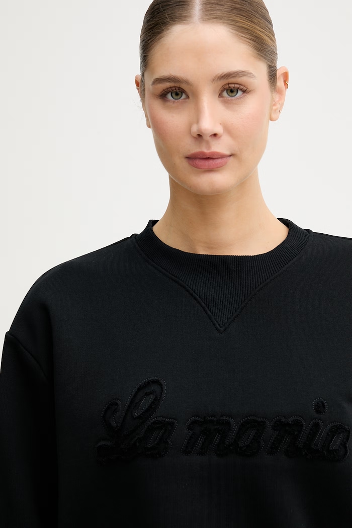 La Mania hanorac oversized pentru femei, cu bumbac negru BRODIE