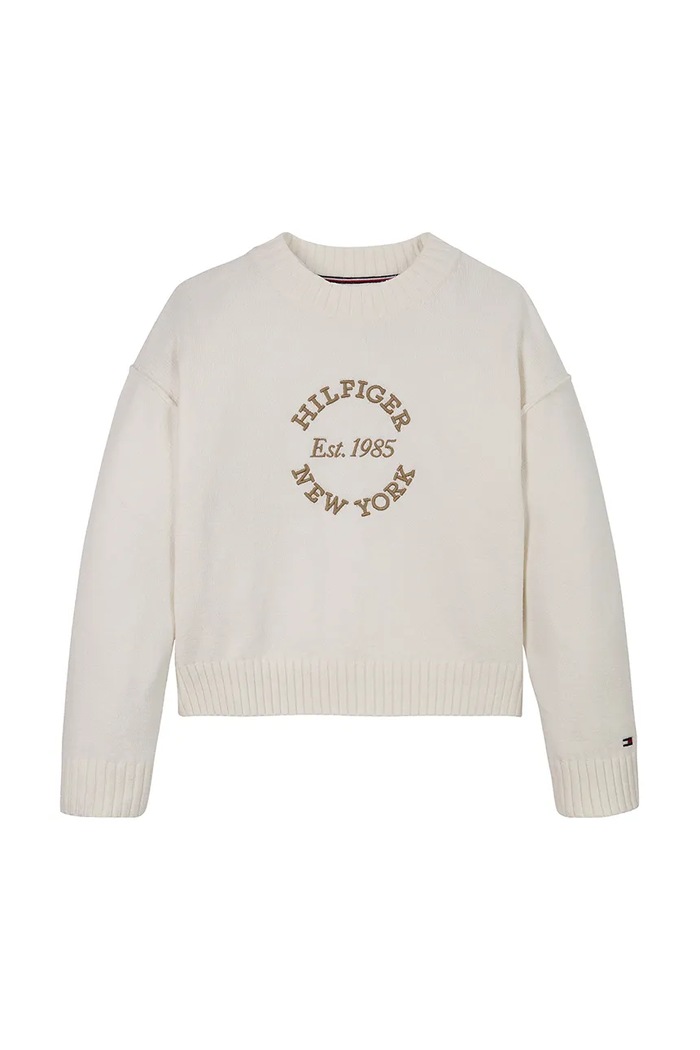 Tommy Hilfiger sweter dziecięcy KG0KG08513.128.176.PPYA beżowy SS25