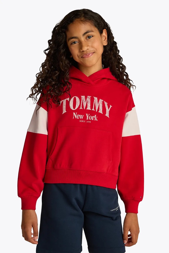 Dječja pamučna dukserica Tommy Hilfiger print crvena KG0KG08520.PPYA