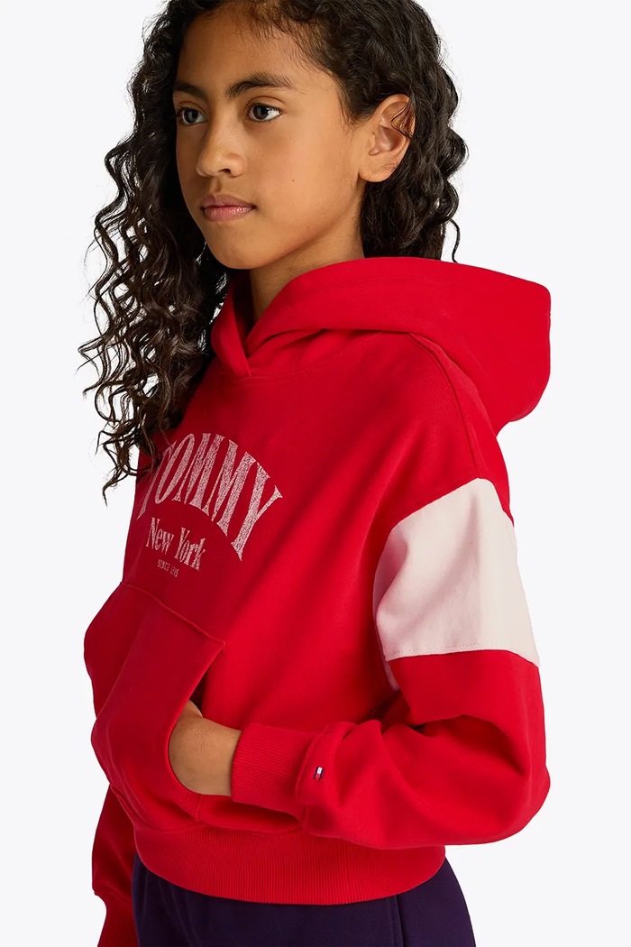 Dječja pamučna dukserica Tommy Hilfiger crvena KG0KG08520.PPYA