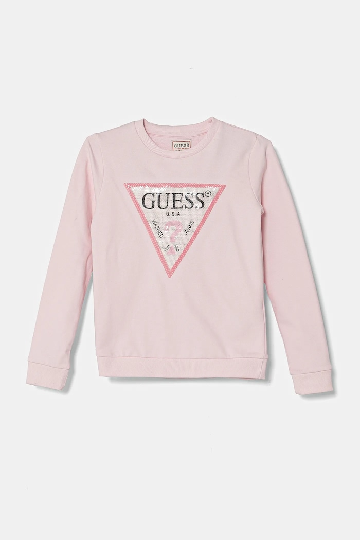 Guess hanorac de bumbac pentru copii imprimeu roz K4YQ10.KA6R4.PPYA