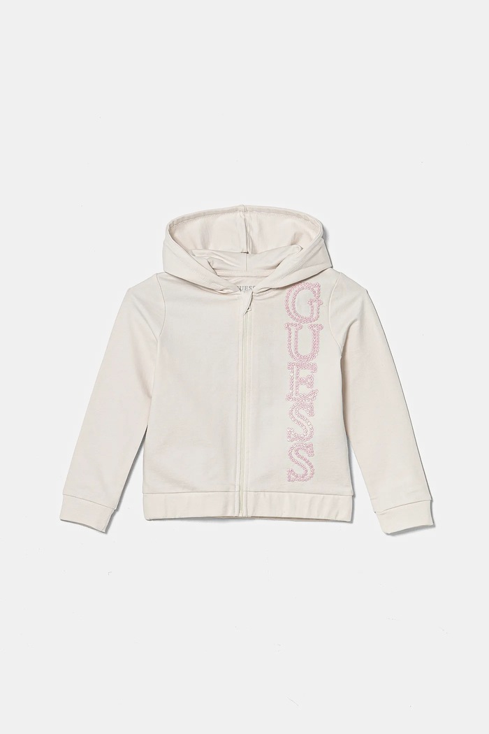 Guess bluza bawełniana dziecięca z kapturem beżowy K5RQ02.KA6R4.PPYA