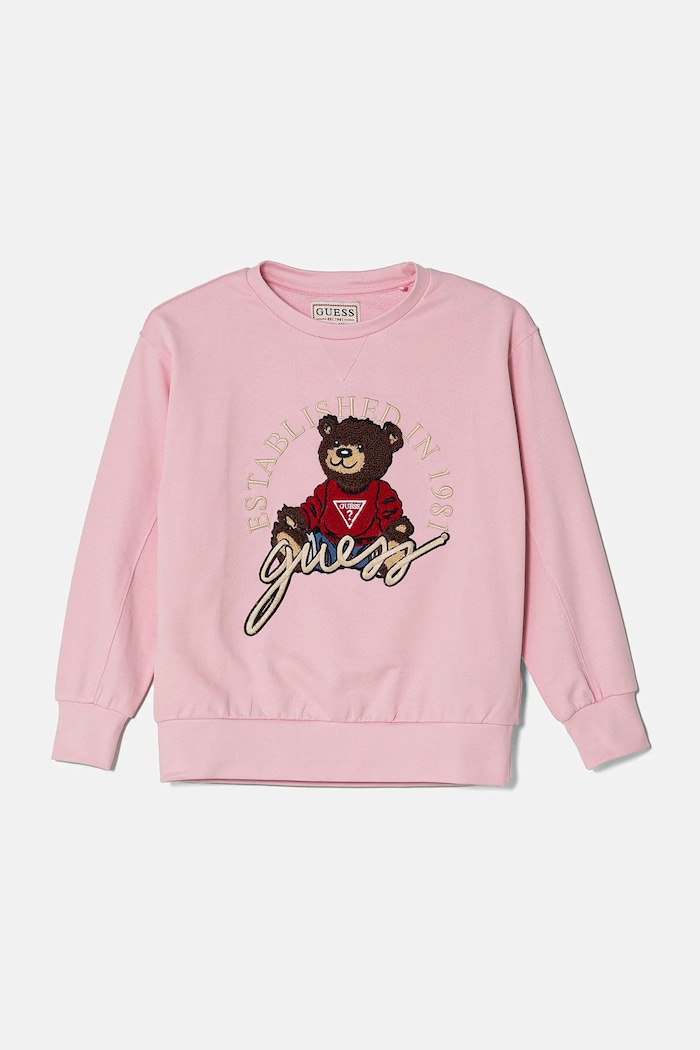 Guess hanorac de bumbac pentru copii imprimeu roz H5RJ01.KAD74.G.PPYA