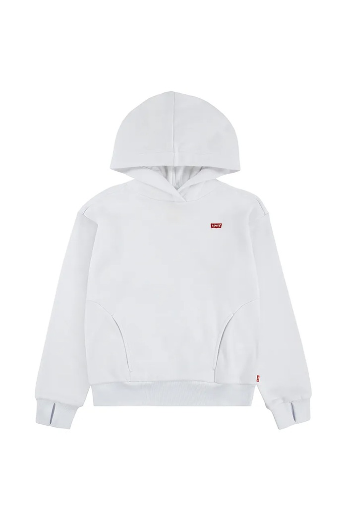 Παιδική μπλούζα Levi's BATWING PATCH HOODIE με κουκούλα λευκό 3EN102