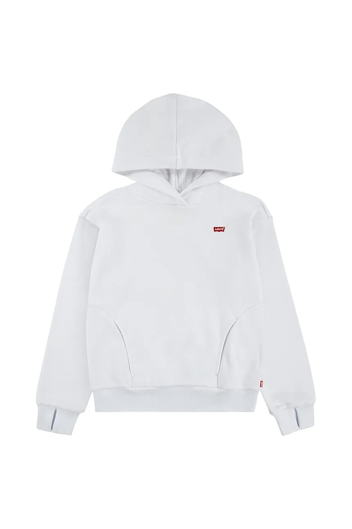 Levi's bluza dziecięca BATWING PATCH HOODIE z kapturem biały 4EN102