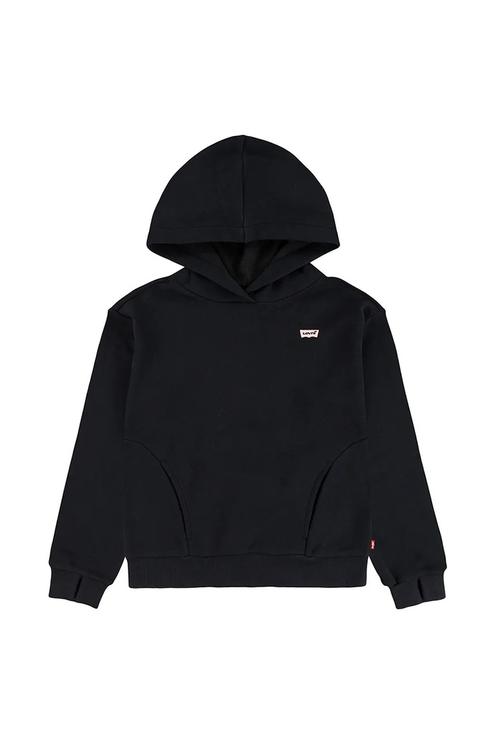 Levi's bluza dziecięca BATWING PATCH HOODIE z kapturem czarny 4EN102