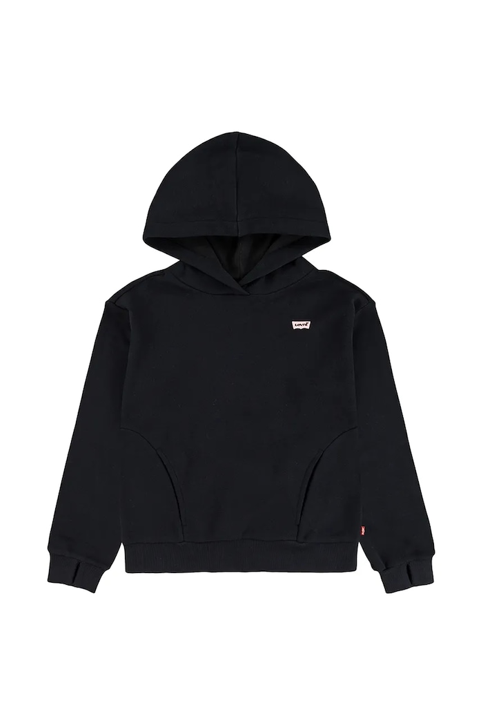 Levi's bluza dziecięca BATWING PATCH HOODIE z kapturem czarny 4EN102