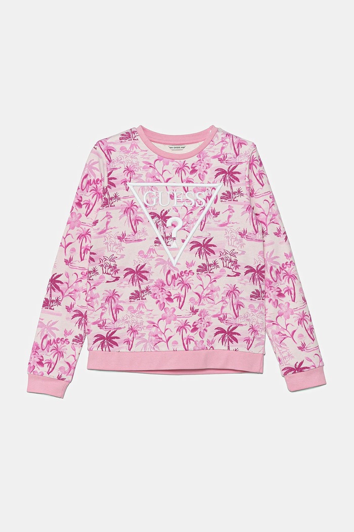 Guess bluza bawełniana dziecięca wzorzyste różowy J5GQ01.KA6R4.PPYA