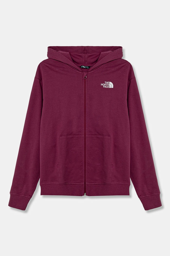 Детски памучен суичър The North Face FZ OVERSIZE LIGHT HOODIE памук виолетов NF0A89HG6EO1
