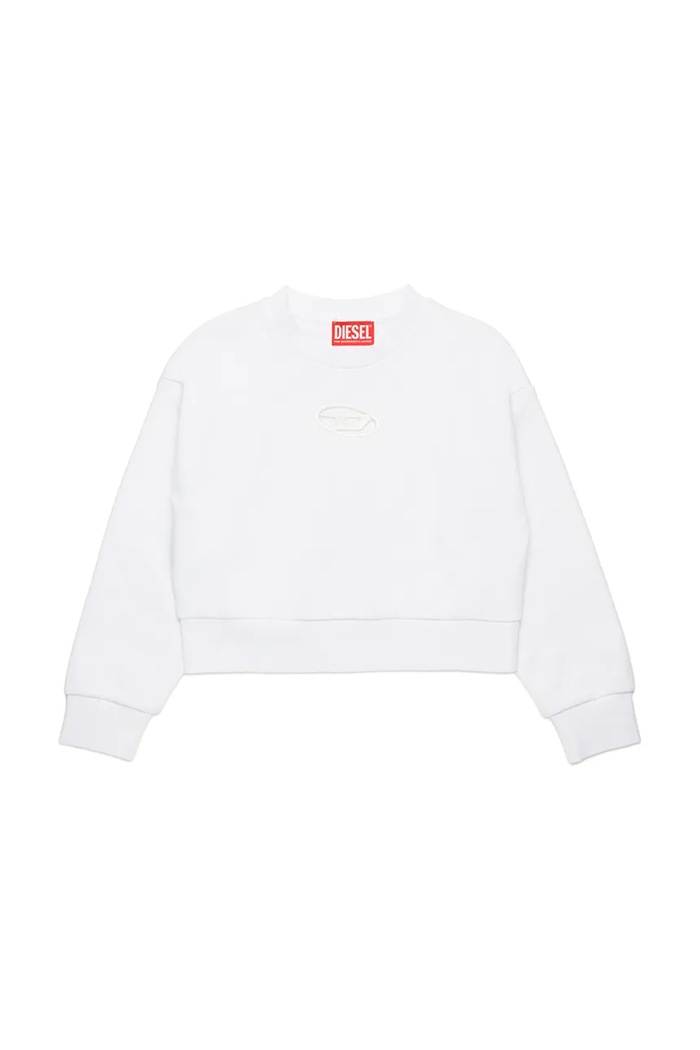 Diesel hanorac de bumbac pentru copii STRASLIUM SWEAT-SHIRT uni alb J01826