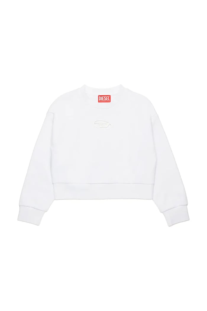Diesel hanorac de bumbac pentru copii STRASLIUM SWEAT-SHIRT uni alb J01826