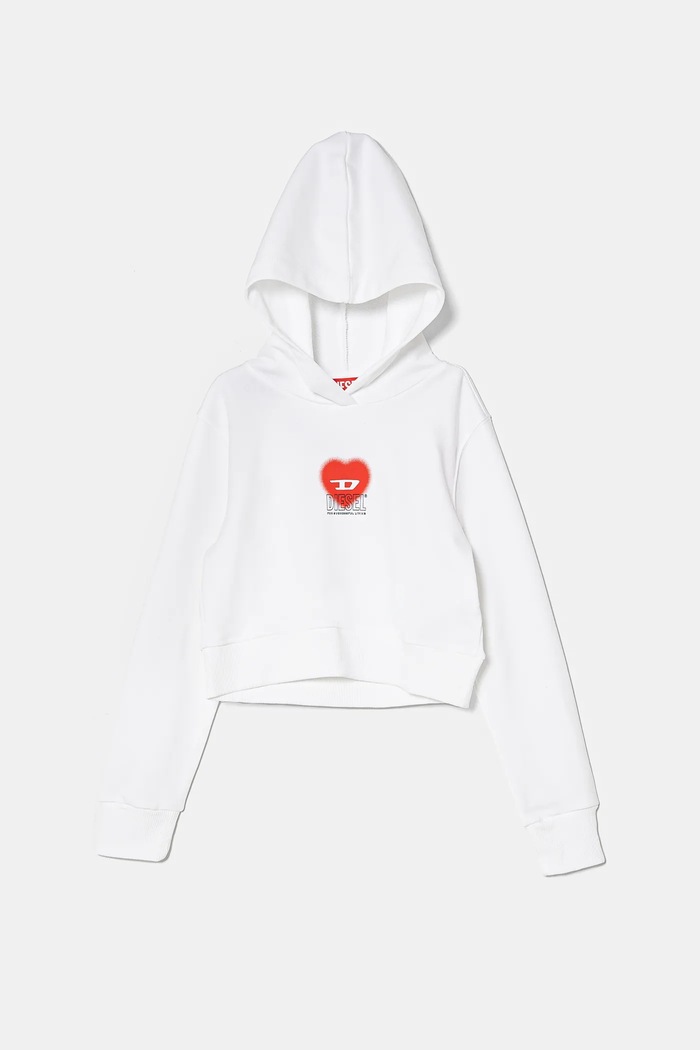 Dječja pamučna dukserica Diesel SCUOREHOOD SWEAT-SHIRT print bijela J02229