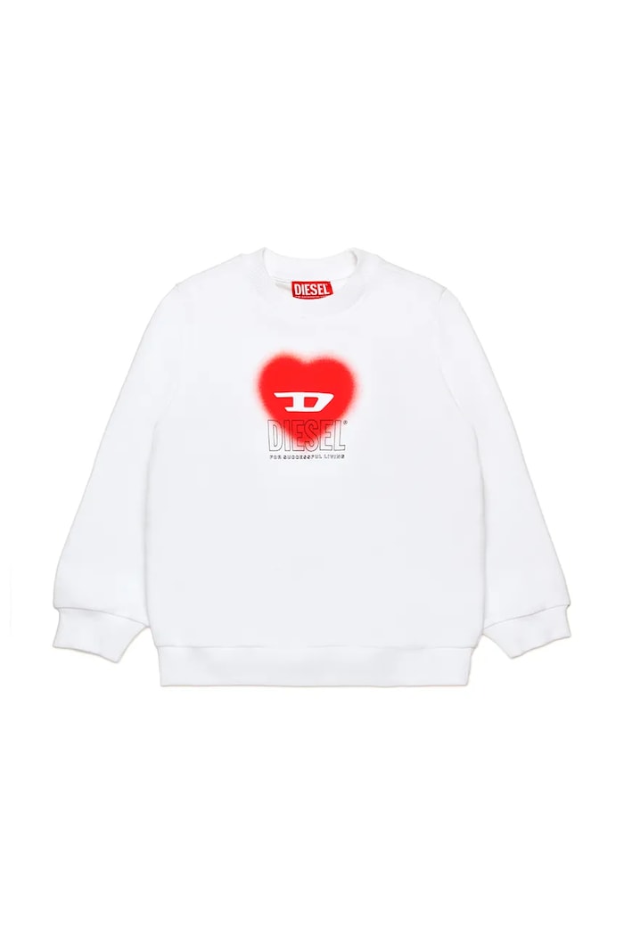 Детски памучен суичър Diesel SCACUORE SWEAT-SHIRT памук бял J02230