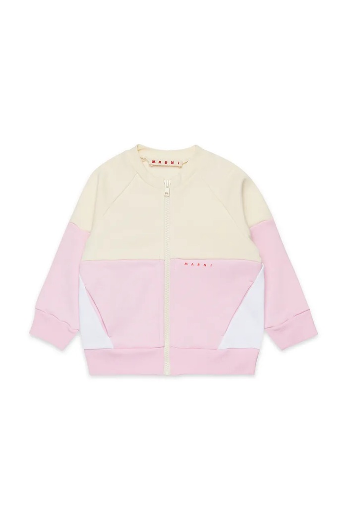 Dětská bavlněná mikina Marni MS305B SWEAT-SHIRT bez kapuce růžová M01389