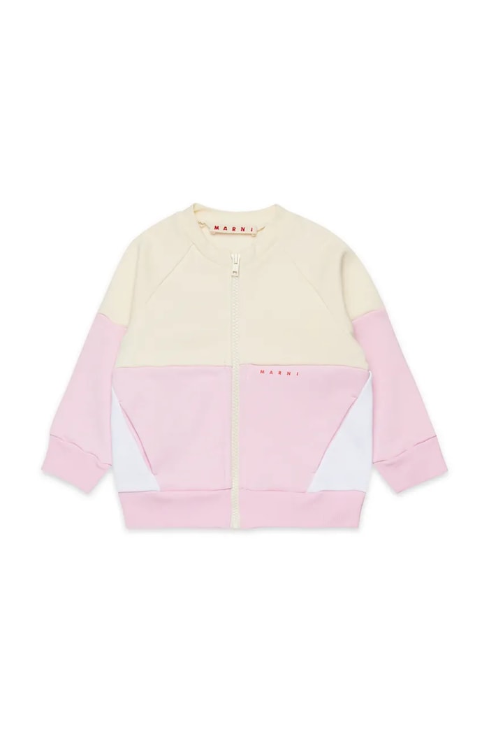 Dětská bavlněná mikina Marni MS305B SWEAT-SHIRT bez kapuce růžová M01389