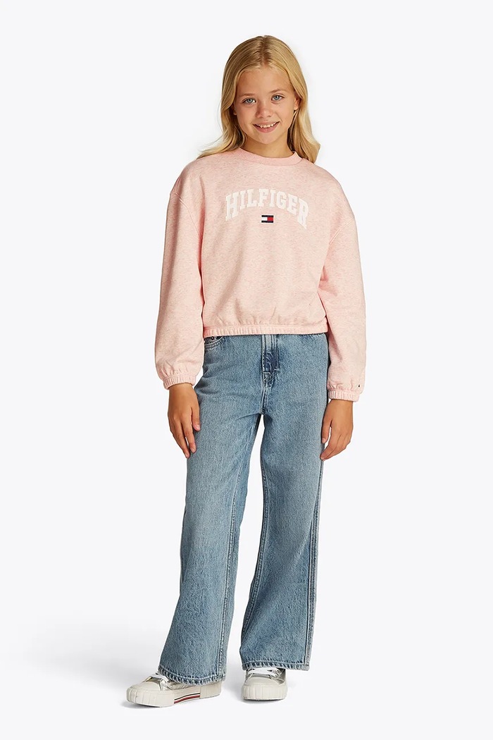 Dječja dukserica Tommy Hilfiger bez kapuljače roza KG0KG08559.116.122.PPYA