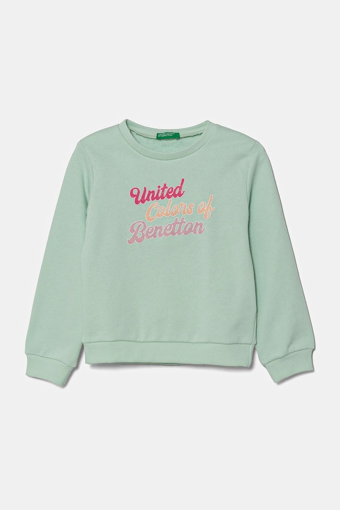 Детски памучен суичър United Colors of Benetton памук зелен 3J70G10HX.P.Seasonal