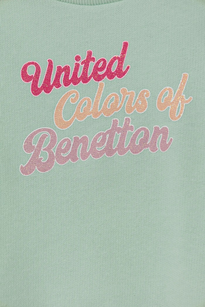 Момиче Детски памучен суичър United Colors of Benetton 3J70G10HX.P.Seasonal зелен
