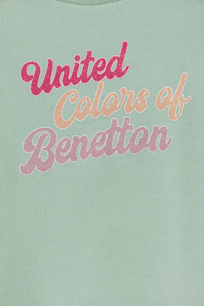 Момиче Детски памучен суичър United Colors of Benetton 3J70G10HX.P.Seasonal зелен