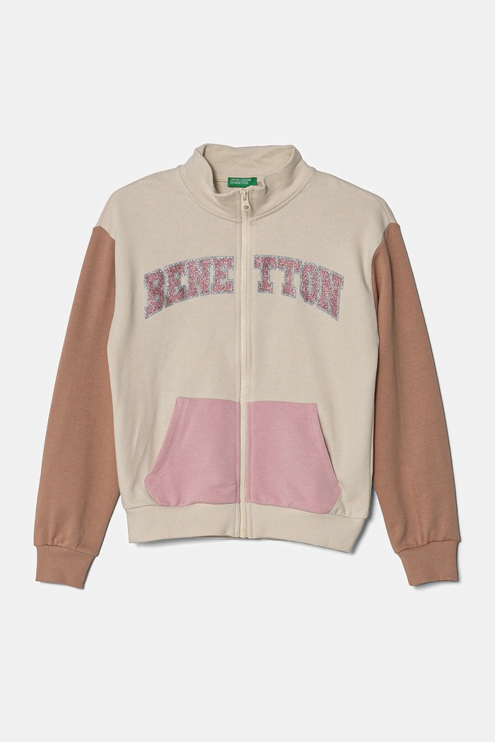 Detská bavlnená mikina United Colors of Benetton bavlna béžová 3J68C504N.G.Seasonal