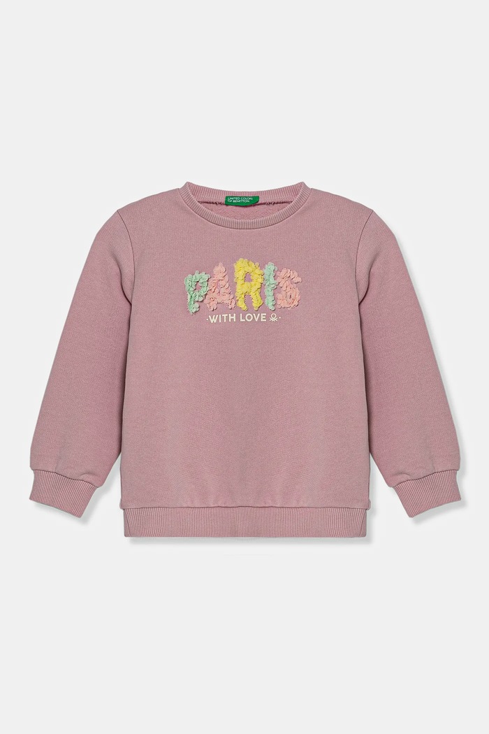United Colors of Benetton bluza bawełniana dziecięca aplikacja różowy 3J68G10J0.P.Seasonal