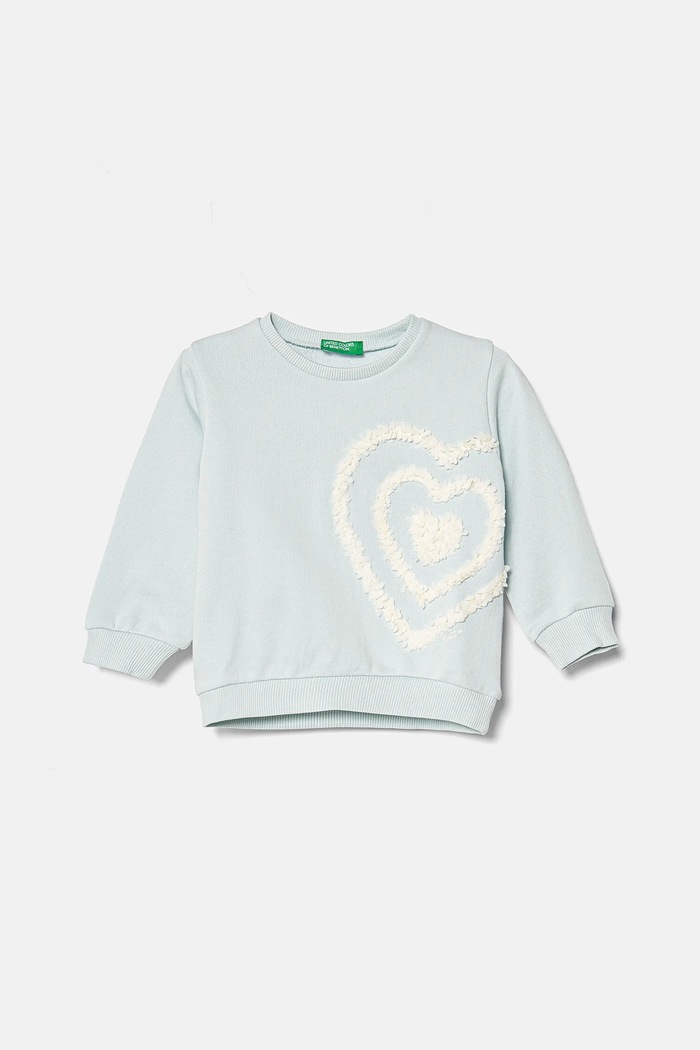 United Colors of Benetton bluza bawełniana dziecięca aplikacja turkusowy 3J68G10J0.P.Seasonal
