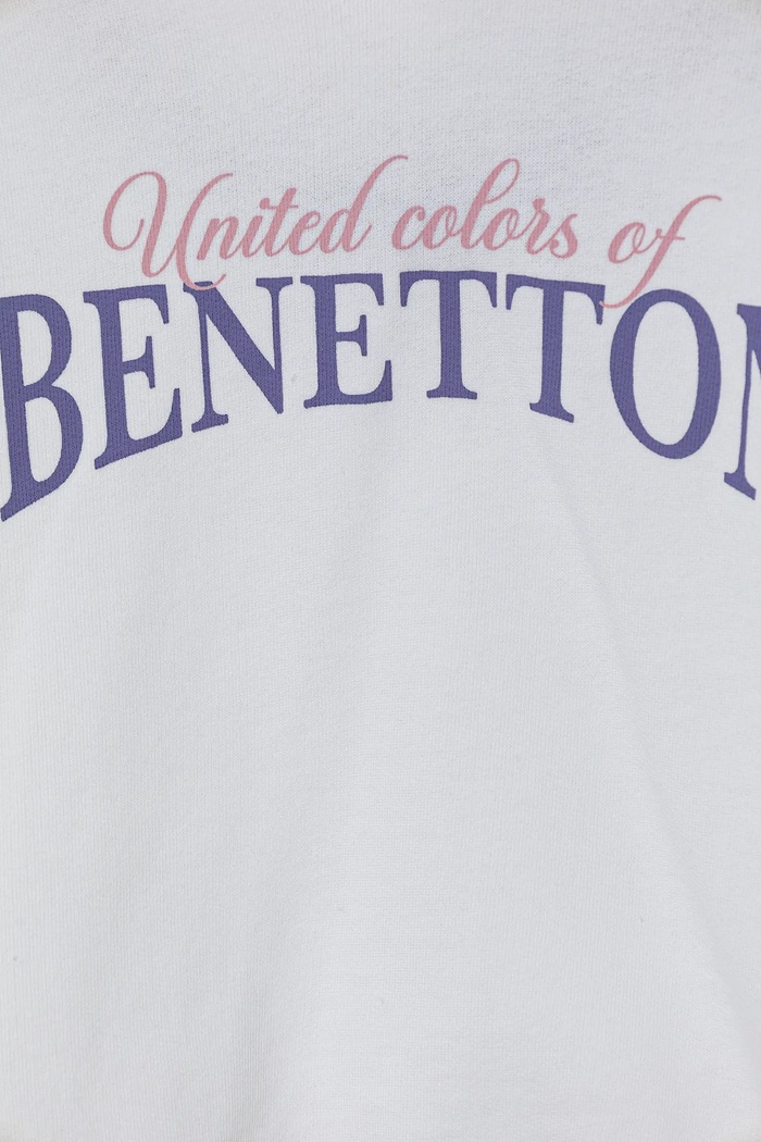 Djevojčice Dječja pamučna dukserica United Colors of Benetton 3J68C204D.G.Seasonal bijela