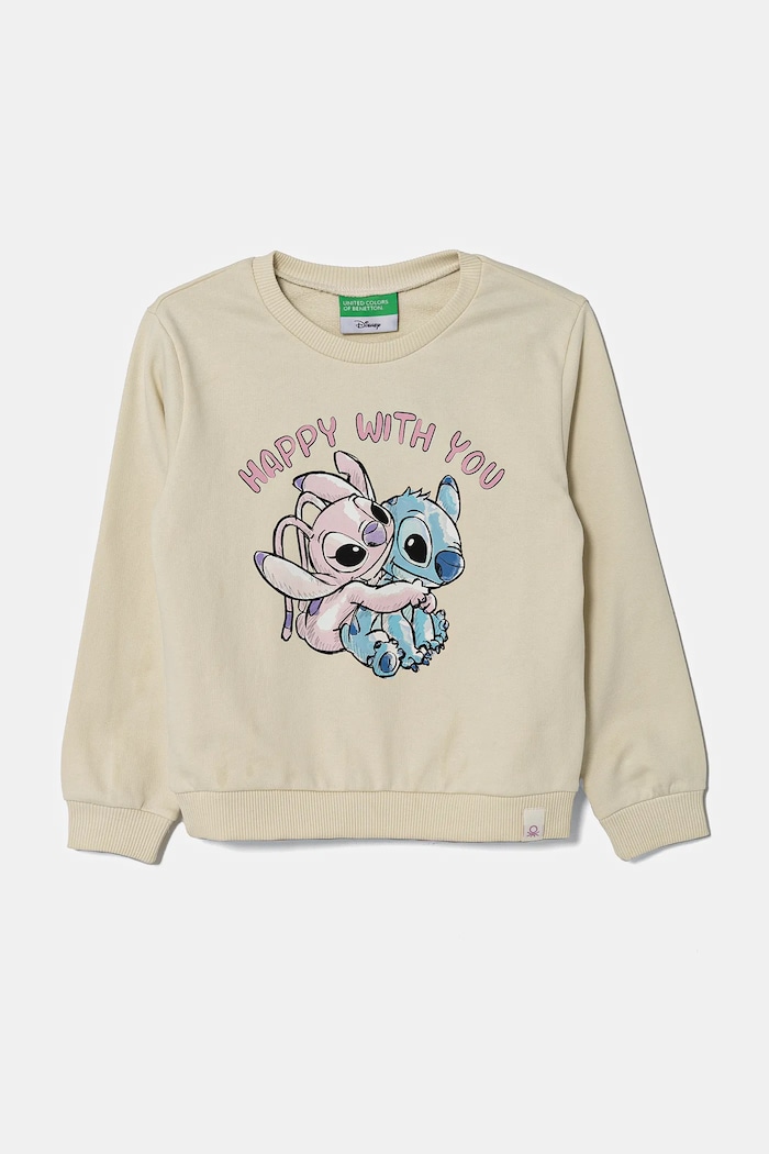 Dječja pamučna dukserica United Colors of Benetton x Disney pamuk bež 3PQMG10HP.P.Seasonal