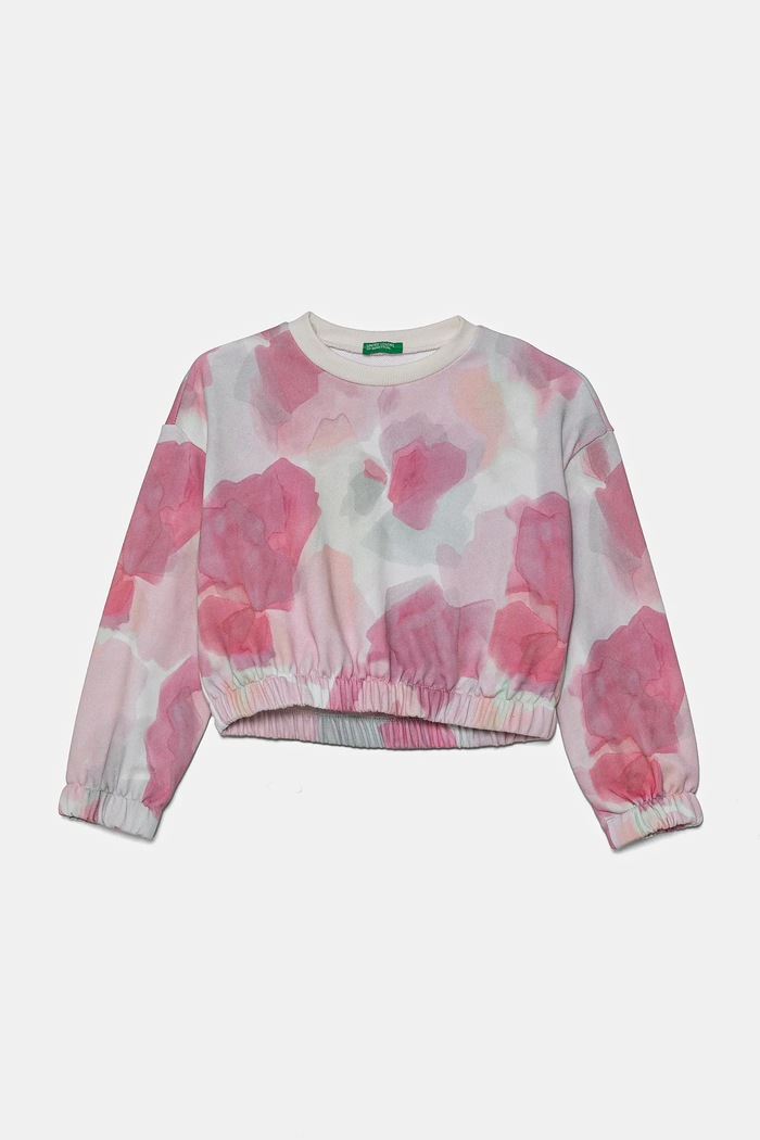 United Colors of Benetton bluza bawełniana dziecięca wzorzyste różowy 35UJC10OB.G.G.Seasonal