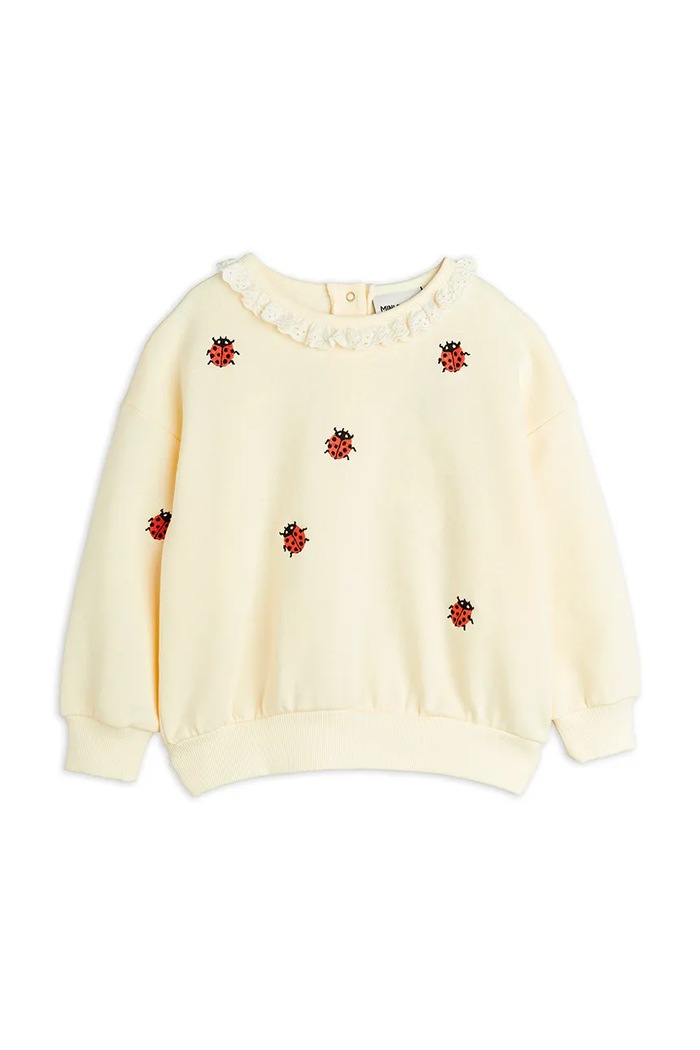 Παιδική βαμβακερή μπλούζα Mini Rodini Ladybugs 2522010711 μπεζ SS25