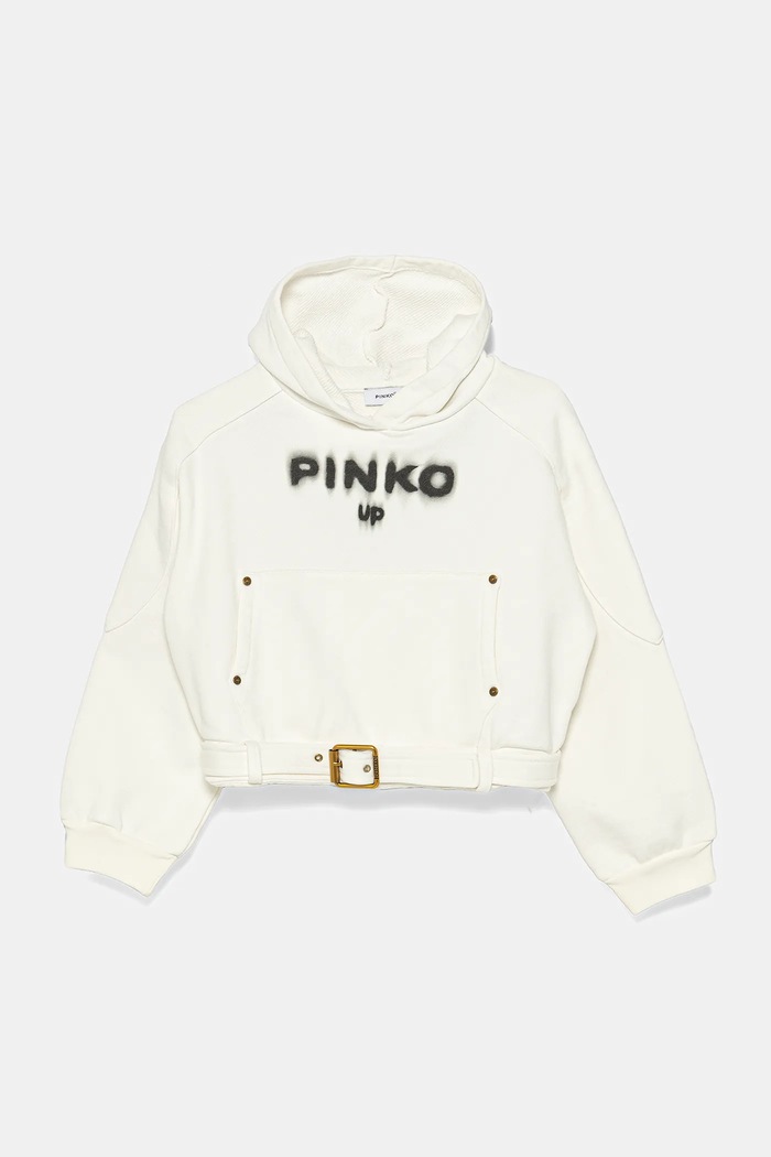 Детски памучен суичър Pinko KFFE007.0.FF014 бял SS25