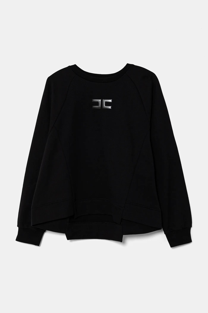Elisabetta Franchi bluza bawełniana dziecięca aplikacja czarny EFFE145.0.FF002