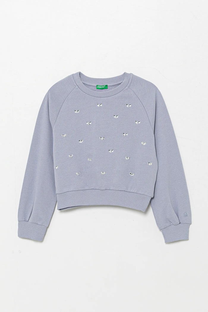 United Colors of Benetton bluza bawełniana dziecięca aplikacja niebieski 3J70C10O2.G.Seasonal