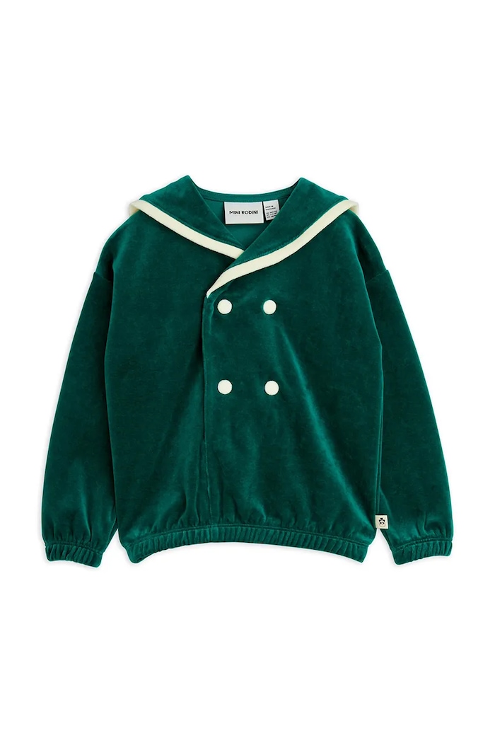 Dětská bavlněná mikina Mini Rodini Sailor 2512012775 zelená SS25