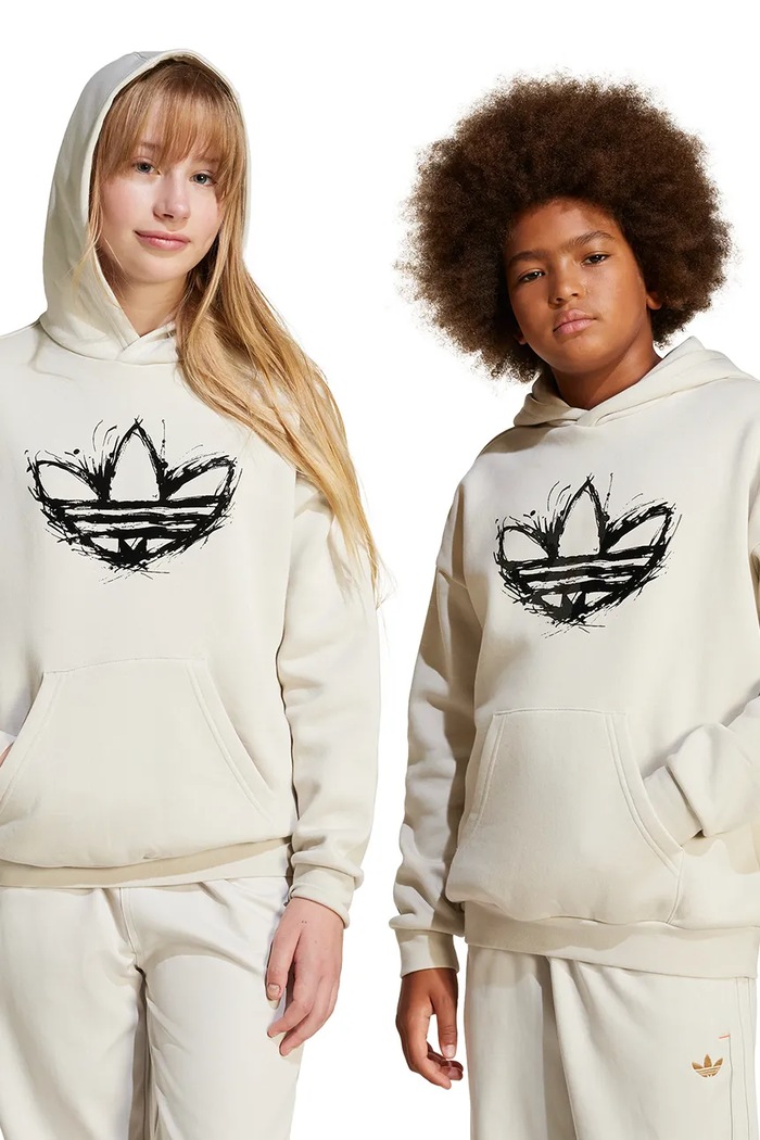 Dječja dukserica adidas Originals s kapuljačom bež JD0366