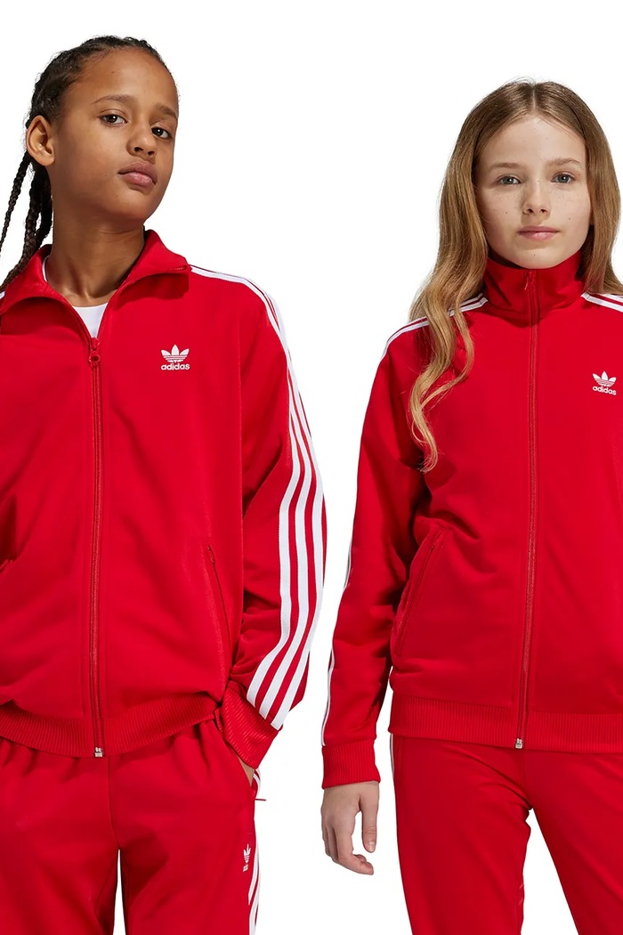 Detská mikina adidas Originals bez kapucne červená IY9796