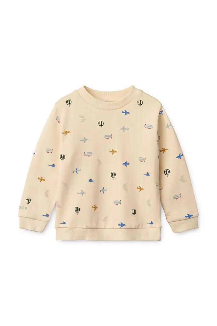 Liewood Bluza bawełniana dziecięca Thora Printed Sweatshirt beżowy LW19862