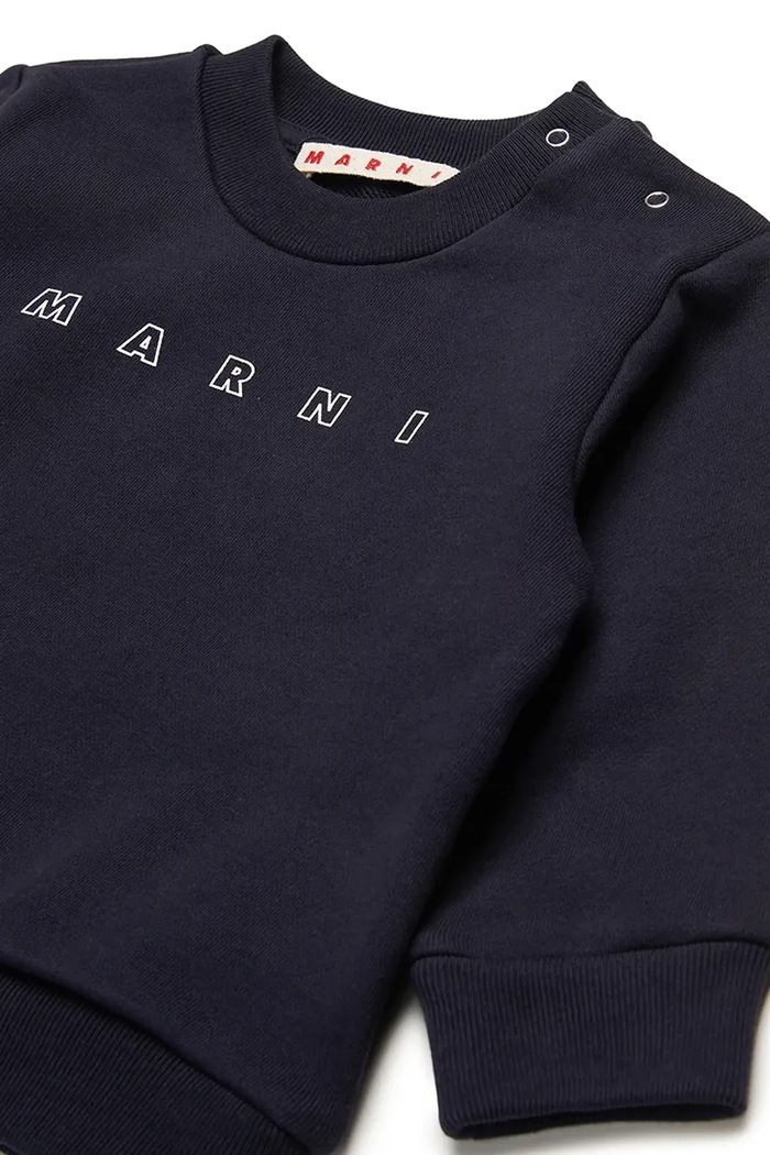 Chlapec Bavlnená mikina pre bábätká Marni MS319B SWEAT-SHIRT M01437 tmavomodrá
