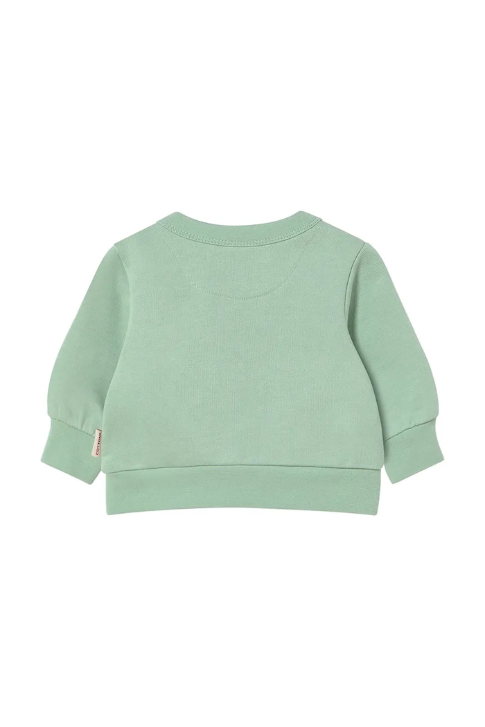 CHLAPEC Dětská bavlněná mikina Tinycottons SUN TALES GRAPHIC BABY SWEATSHIRT SS25.105 zelená