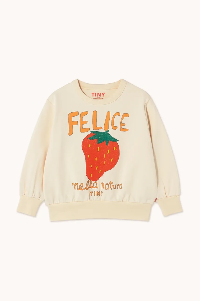 Детски памучен суичър Tinycottons NELLA NATURA GRAPHIC SWEATSHIRT SS25.100 бежов SS25