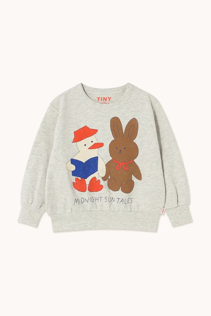 Детски памучен суичър Tinycottons READERS GRAPHIC SWEATSHIRT SS25.103 бежов SS25