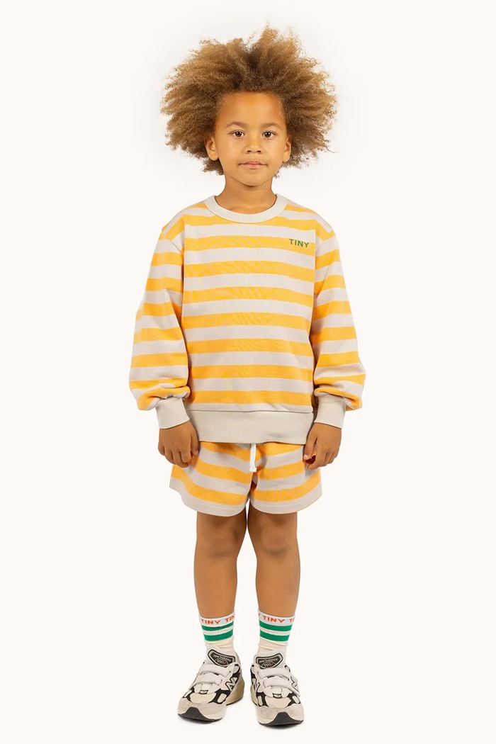 Dětská bavlněná mikina Tinycottons STRIPES SWEATSHIRT oranžová SS25.125