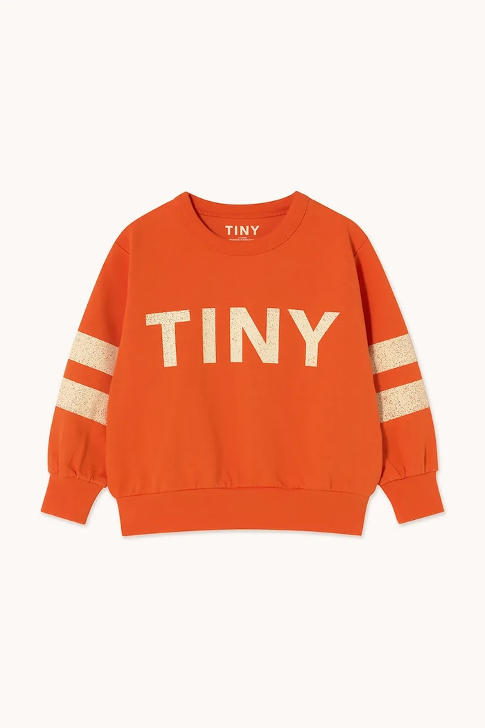 Dětská bavlněná mikina Tinycottons STRIPES LOGO SWEATSHIRT SS25.155 oranžová SS25