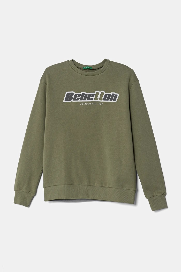 Dětská bavlněná mikina United Colors of Benetton s kapucí zelená 3J68C10N2.G.Seasonal