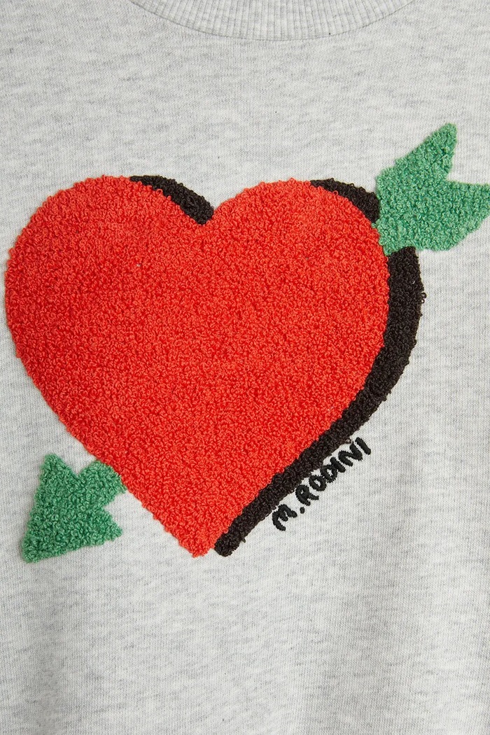 Момче Детски памучен суичър Mini Rodini Arrowed heart 2522012394 сив