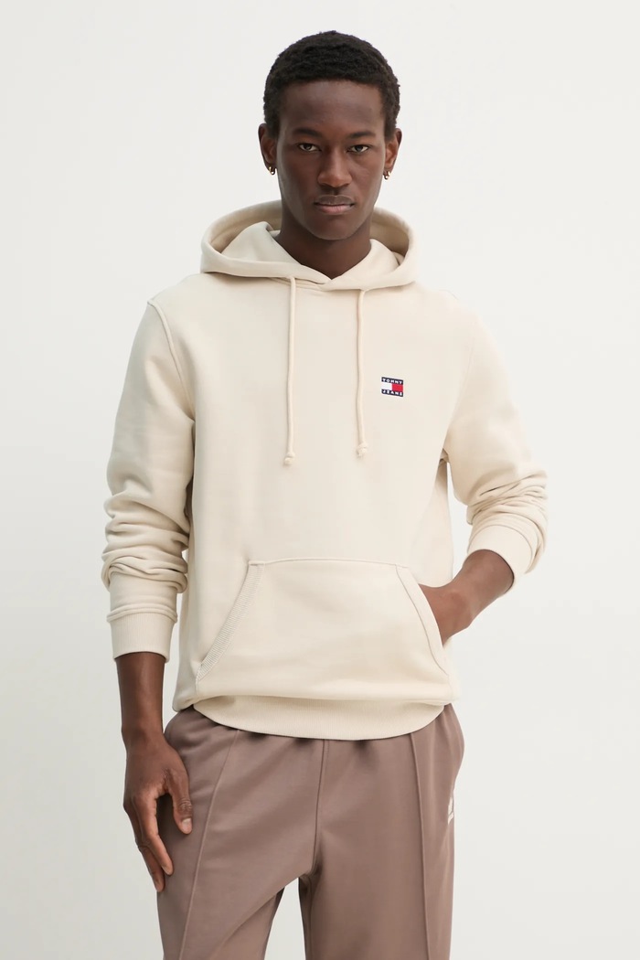 Tommy Jeans pamut melegítőfelső pamut bézs DM0DM20258