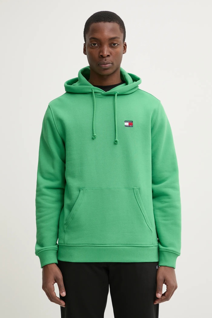 Памучен суичър Tommy Jeans памук зелен DM0DM20258