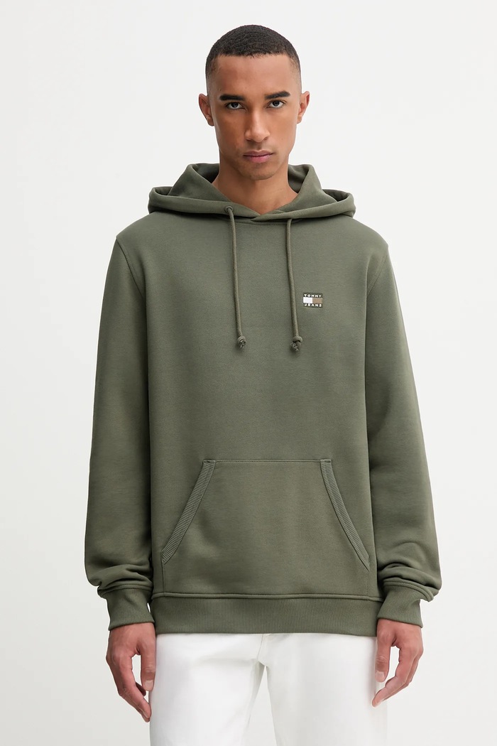 Bavlněná mikina Tommy Jeans zelená DM0DM20258