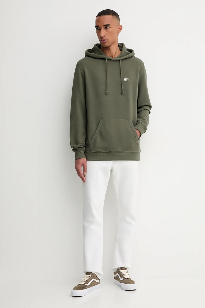 Bavlněná mikina Tommy Jeans DM0DM20258 zelená AW25