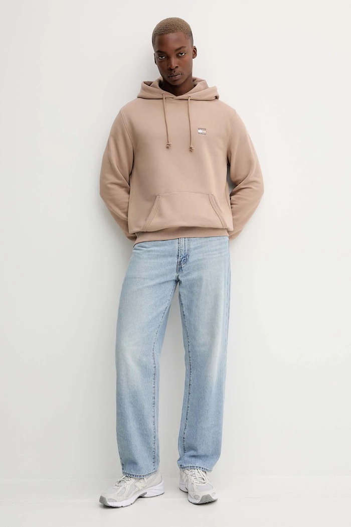 Tommy Jeans hanorac de bumbac DM0DM20258 maro AW25